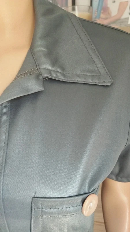 Women's grey overshirt – Short sleeves – Vintage style – One size (see measurements) – photo 9